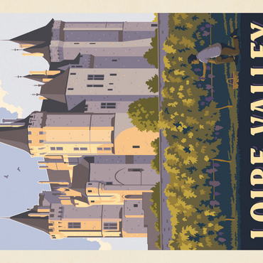 France: Loire Valley, Château de Saumur, Vintage Poster 1000 Puzzle 3D Modell