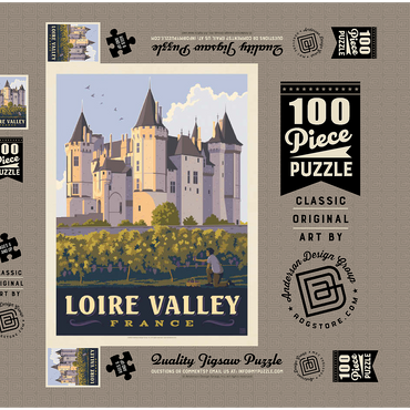 France: Loire Valley, Château de Saumur, Vintage Poster 100 Puzzle Schachtel 3D Modell