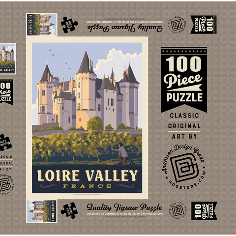 France: Loire Valley, Château de Saumur, Vintage Poster 100 Puzzle Schachtel 3D Modell