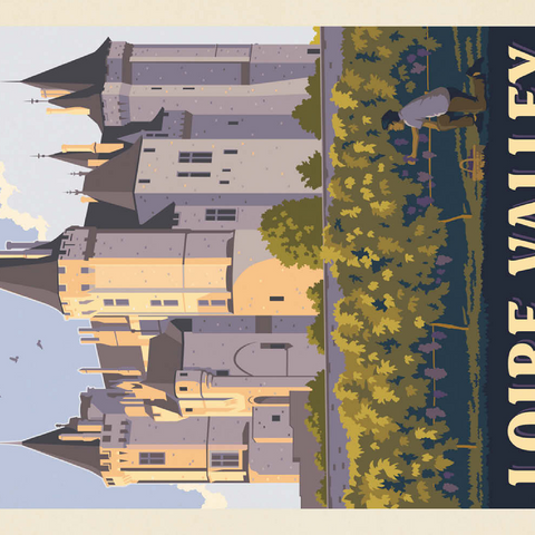 France: Loire Valley, Château de Saumur, Vintage Poster 500 Puzzle 3D Modell