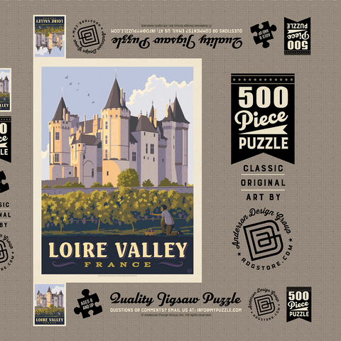 France: Loire Valley, Château de Saumur, Vintage Poster 500 Puzzle Schachtel 3D Modell