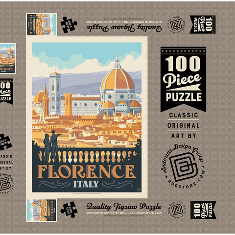 Italy: Florence (Cathedral View), Vintage Poster 100 Puzzle Schachtel 3D Modell