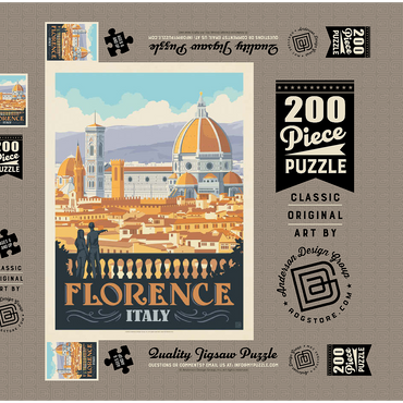 Italy: Florence (Cathedral View), Vintage Poster 200 Puzzle Schachtel 3D Modell
