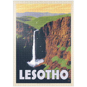 Darstellung des Puzzle Motivs Lesotho, Africa, Vintage Poster - Puzzleteile: 1000