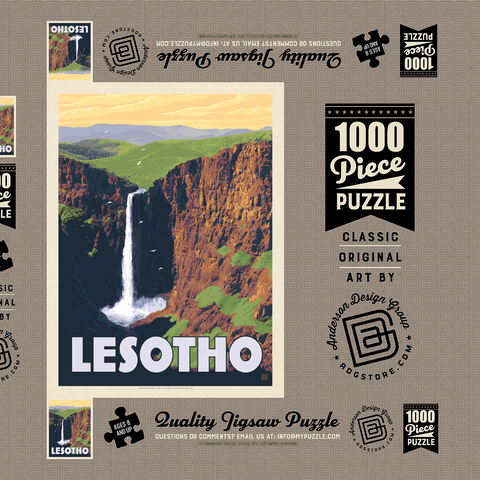 Lesotho, Africa, Vintage Poster 1000 Puzzle Schachtel 3D Modell