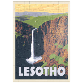 Darstellung des Puzzle Motivs Lesotho, Africa, Vintage Poster - Puzzleteile: 100