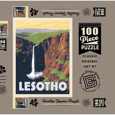 Lesotho, Africa, Vintage Poster 100 Puzzle Schachtel 3D Modell