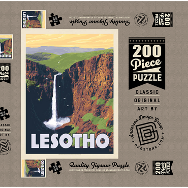 Lesotho, Africa, Vintage Poster 200 Puzzle Schachtel 3D Modell