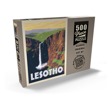 Lesotho, Africa, Vintage Poster 500 Puzzle Schachtel Ansicht2