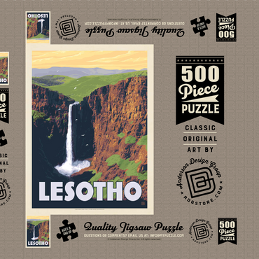 Lesotho, Africa, Vintage Poster 500 Puzzle Schachtel 3D Modell