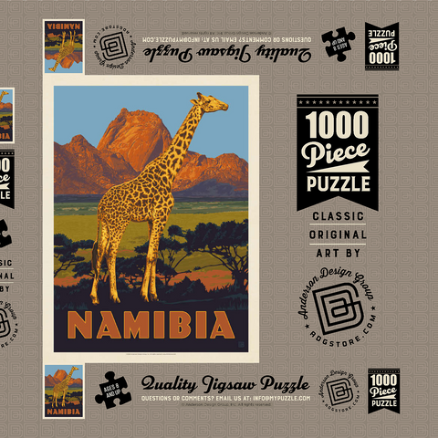 Namibia, Africa, Vintage Poster 1000 Puzzle Schachtel 3D Modell