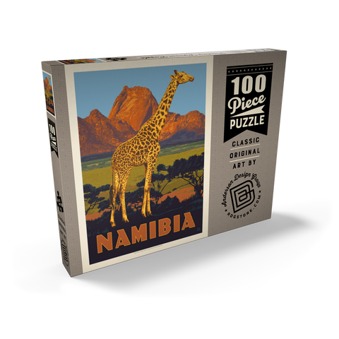 Namibia, Africa, Vintage Poster 100 Puzzle Schachtel Ansicht2