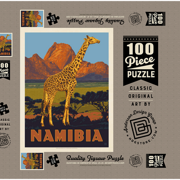 Namibia, Africa, Vintage Poster 100 Puzzle Schachtel 3D Modell
