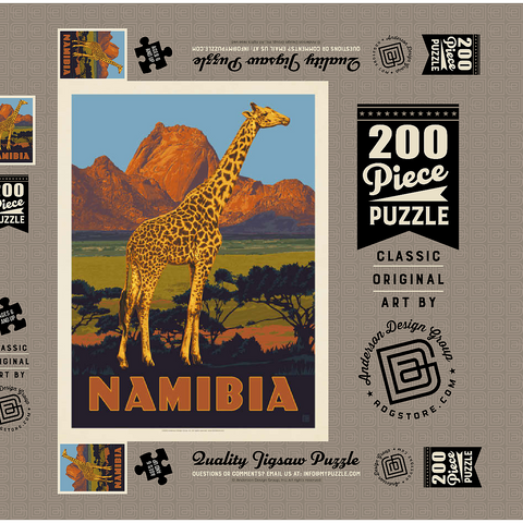 Namibia, Africa, Vintage Poster 200 Puzzle Schachtel 3D Modell