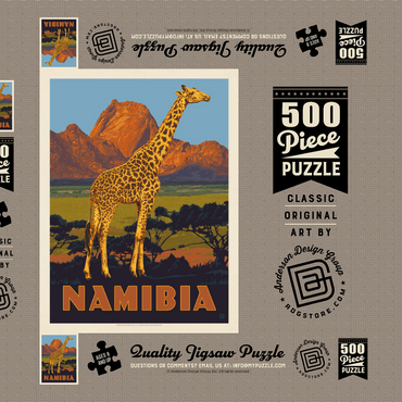 Namibia, Africa, Vintage Poster 500 Puzzle Schachtel 3D Modell