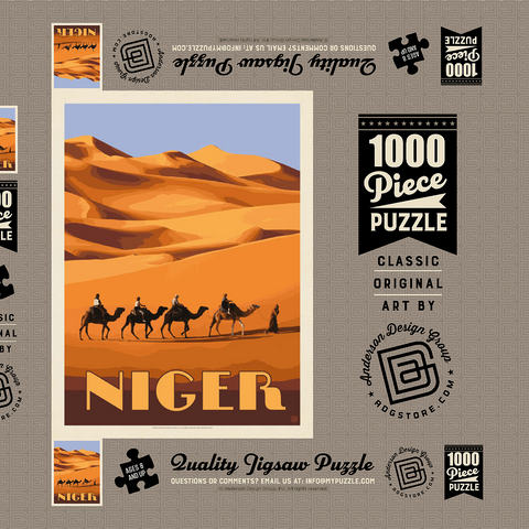 Niger, Africa, Vintage Poster 1000 Puzzle Schachtel 3D Modell