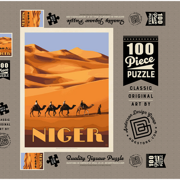 Niger, Africa, Vintage Poster 100 Puzzle Schachtel 3D Modell
