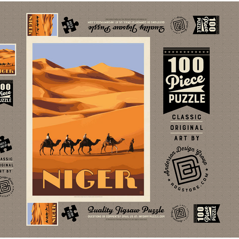 Niger, Africa, Vintage Poster 100 Puzzle Schachtel 3D Modell
