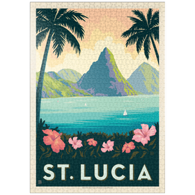 Darstellung des Puzzle Motivs Saint Lucia, Vintage Poster - Puzzleteile: 1000