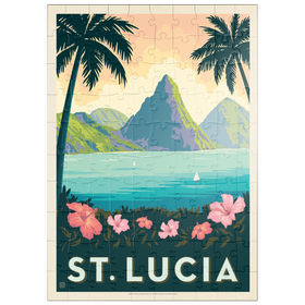 Darstellung des Puzzle Motivs Saint Lucia, Vintage Poster - Puzzleteile: 100