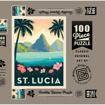 Saint Lucia, Vintage Poster 100 Puzzle Schachtel 3D Modell