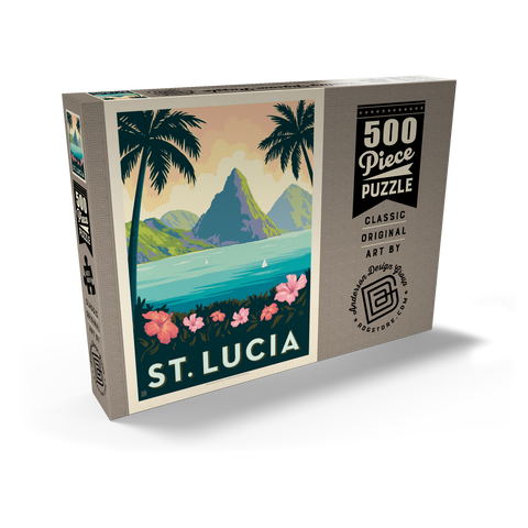 Saint Lucia, Vintage Poster 500 Puzzle Schachtel Ansicht2