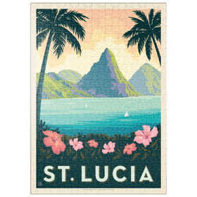 Darstellung des Puzzle Motivs Saint Lucia, Vintage Poster - Puzzleteile: 500