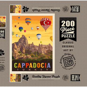 Turkey: Cappadocia, Vintage Poster 200 Puzzle Schachtel 3D Modell