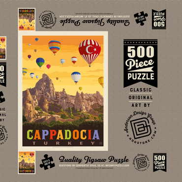 Turkey: Cappadocia, Vintage Poster 500 Puzzle Schachtel 3D Modell