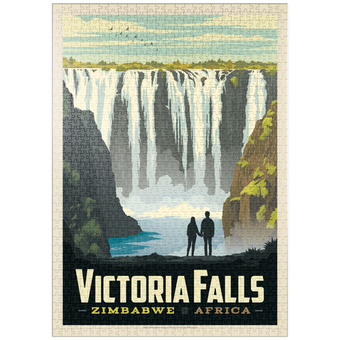 puzzleplate Zimbabwe, Africa: Victoria Falls, Vintage Poster 1000 Puzzle