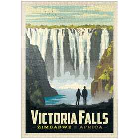 Darstellung des Puzzle Motivs Zimbabwe, Africa: Victoria Falls, Vintage Poster - Puzzleteile: 1000