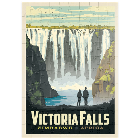 puzzleplate Zimbabwe, Africa: Victoria Falls, Vintage Poster 100 Puzzle