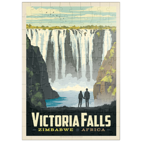 Darstellung des Puzzle Motivs Zimbabwe, Africa: Victoria Falls, Vintage Poster - Puzzleteile: 100