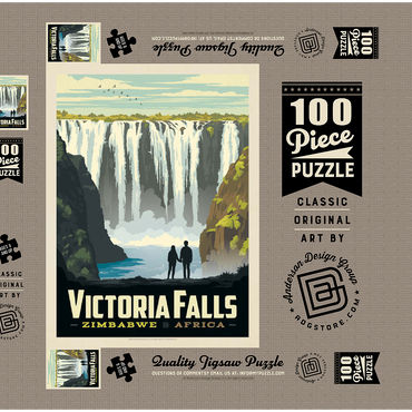 Zimbabwe, Africa: Victoria Falls, Vintage Poster 100 Puzzle Schachtel 3D Modell