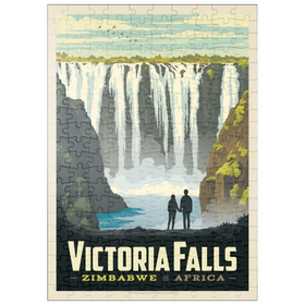 Darstellung des Puzzle Motivs Zimbabwe, Africa: Victoria Falls, Vintage Poster - Puzzleteile: 200