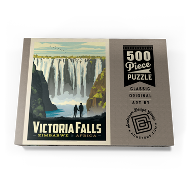 Zimbabwe, Africa: Victoria Falls, Vintage Poster 500 Puzzle Schachtel Ansicht3
