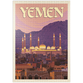 Darstellung des Puzzle Motivs Yemen, Vintage Poster - Puzzleteile: 1000