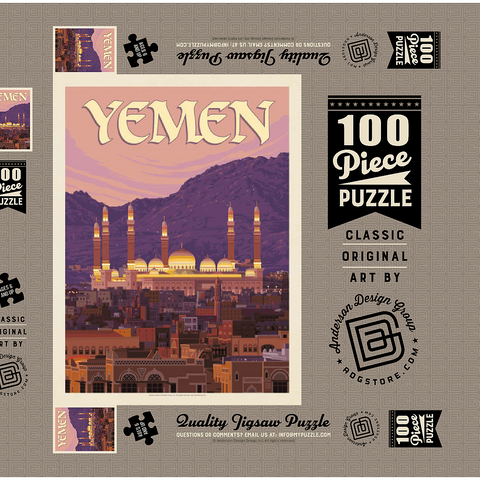Yemen, Vintage Poster 100 Puzzle Schachtel 3D Modell