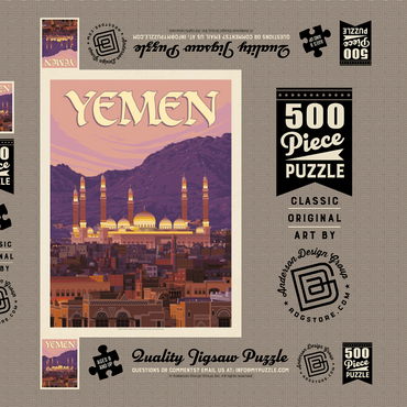 Yemen, Vintage Poster 500 Puzzle Schachtel 3D Modell