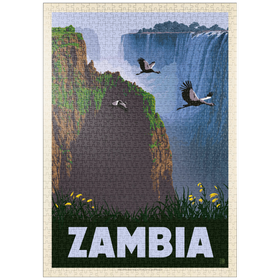 Darstellung des Puzzle-Motivs Zambia, Africa, Vintage Poster – Puzzleteile: 1000