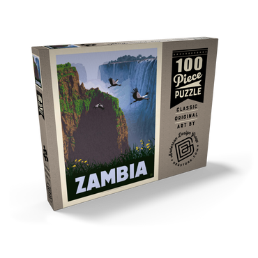 Zambia, Africa, Vintage Poster 100 Puzzle Schachtel Ansicht2