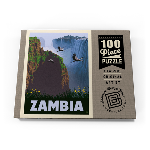 Zambia, Africa, Vintage Poster 100 Puzzle Schachtel Ansicht3