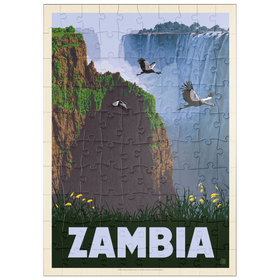 Darstellung des Puzzle Motivs Zambia, Africa, Vintage Poster - Puzzleteile: 100