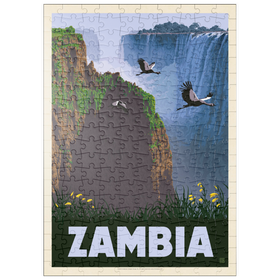 Darstellung des Puzzle Motivs Zambia, Africa, Vintage Poster - Puzzleteile: 200