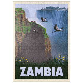 Darstellung des Puzzle Motivs Zambia, Africa, Vintage Poster - Puzzleteile: 500