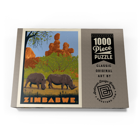 Zimbabwe, Vintage Poster 1000 Puzzle Schachtel Ansicht3