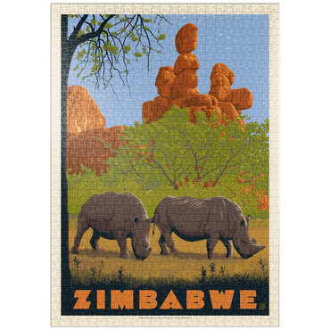 puzzleplate Zimbabwe, Vintage Poster 1000 Puzzle