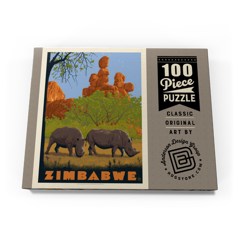 Zimbabwe, Vintage Poster 100 Puzzle Schachtel Ansicht3