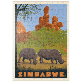 Darstellung des Puzzle Motivs Zimbabwe, Vintage Poster - Puzzleteile: 200