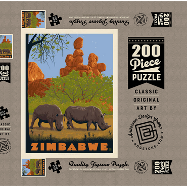 Zimbabwe, Vintage Poster 200 Puzzle Schachtel 3D Modell